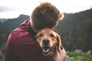 chico abrazando a un perro